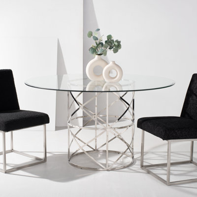 Turner Round Glass Top Metal Base Dining Table