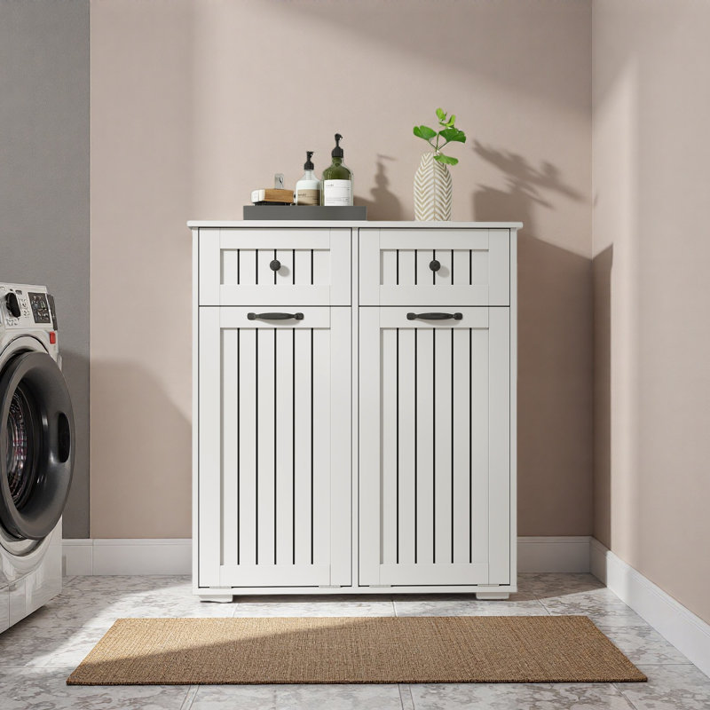 Laundry Cabinet ,With 2 Removable Laundry Basket And 2 Drawers