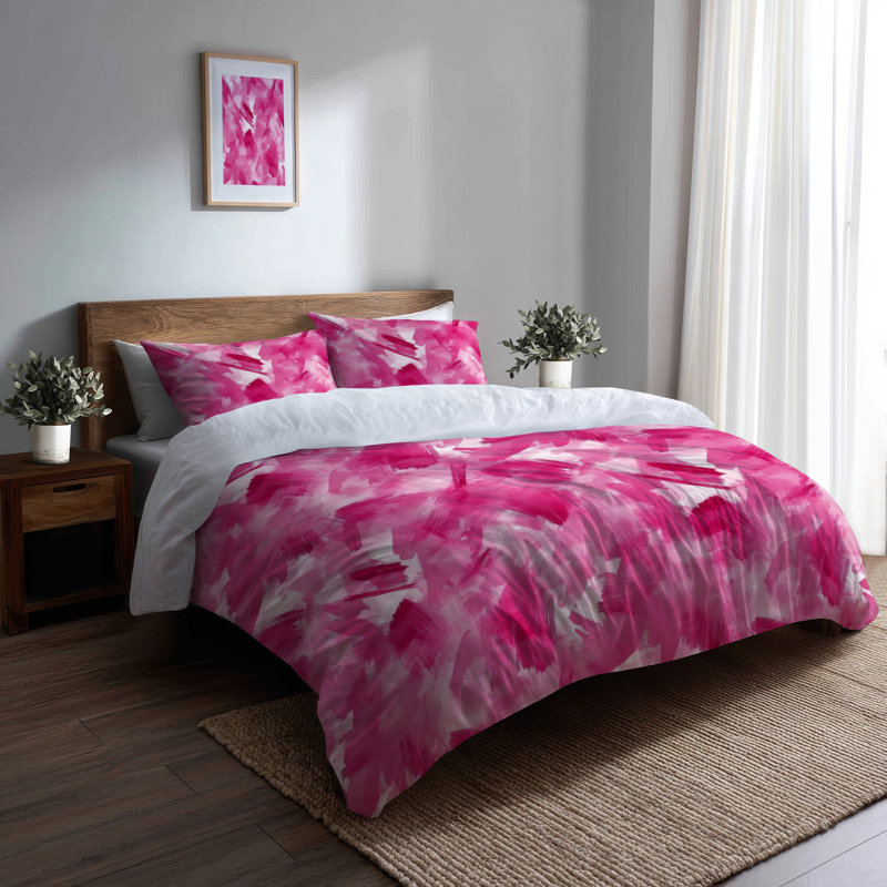 Ensemble de literie pour fille 3 pièces - Ensemble de housse de couette et coussin décoratif à motif abstrait