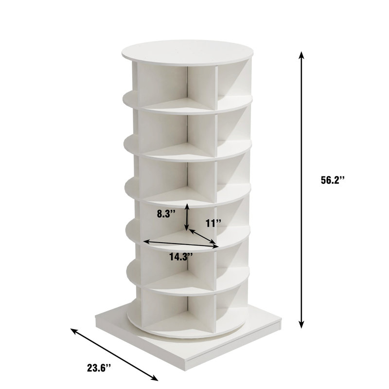 Range-chaussures, étagère à chaussures rotative, range-chaussures pour la maison, Blanc, 56.2" H x 23.6" W x 23.6" D
