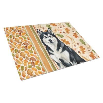 Planche à découper en verre noir et blanc Malamute Heirloom