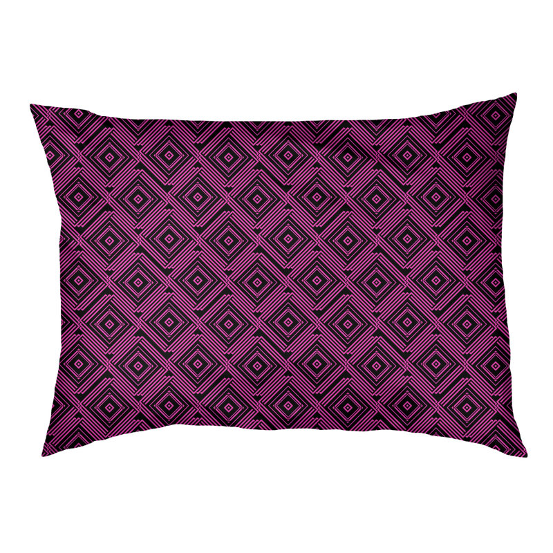 Coussin extérieur à labyrinthe carré Byrge, Très grand (l 52 po x P 42 po x H 17 po), Noir / Rose