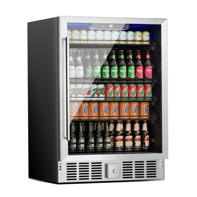 Réfrigérateur à boissons, réfrigérateur de grande capacité 166 canettes / 5,3 pieds cubes avec porte vitrée, petit réfrigérateur à affichage numérique avec tablettes réglables et contrôle de la température pour les boissons gazeuses, la bière ou le vin, argent