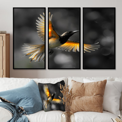 Yellow Black Rhythms Of The Rainforest Bird I " Yellow Black Rhythms Of The Rainforest Bird I " 3 - Pieces