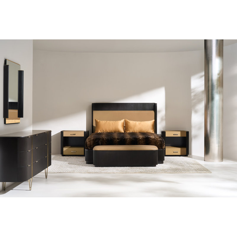 Fall In Love Leather Wingback Bed, Queen