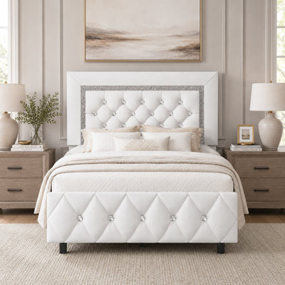 Alber Faux Leather Diamond Tufted Platform Bed - Headboard Included