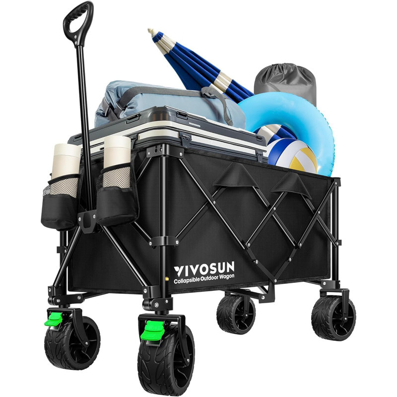 Chariot pliant 350 lb avec roues larges tout-terrain silencieuses
