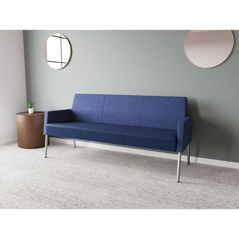 Mystic Lounge Reception Sofa, Silver Steel, Archetype Admiral / Modena Ink
