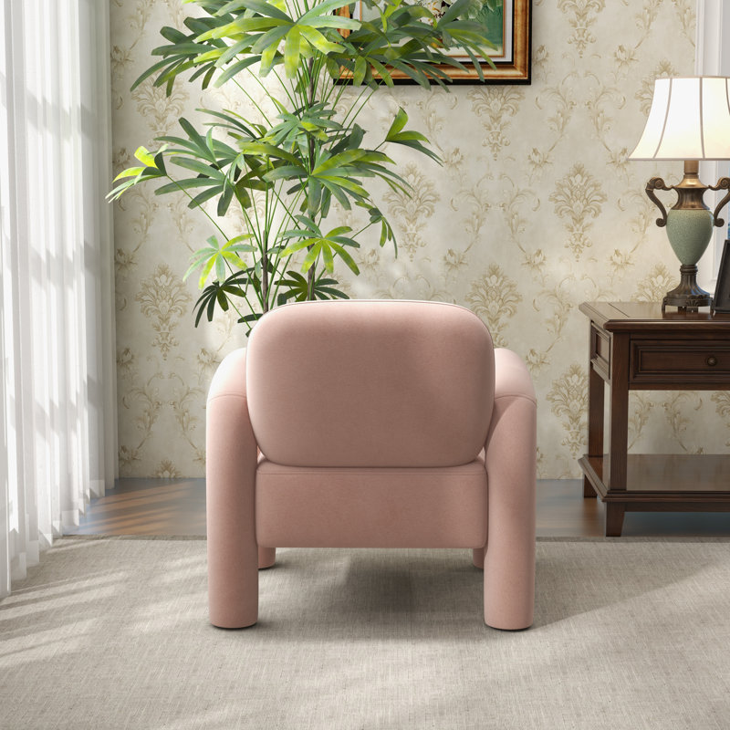 Fauteuil Iryanna, Velours rose, 2