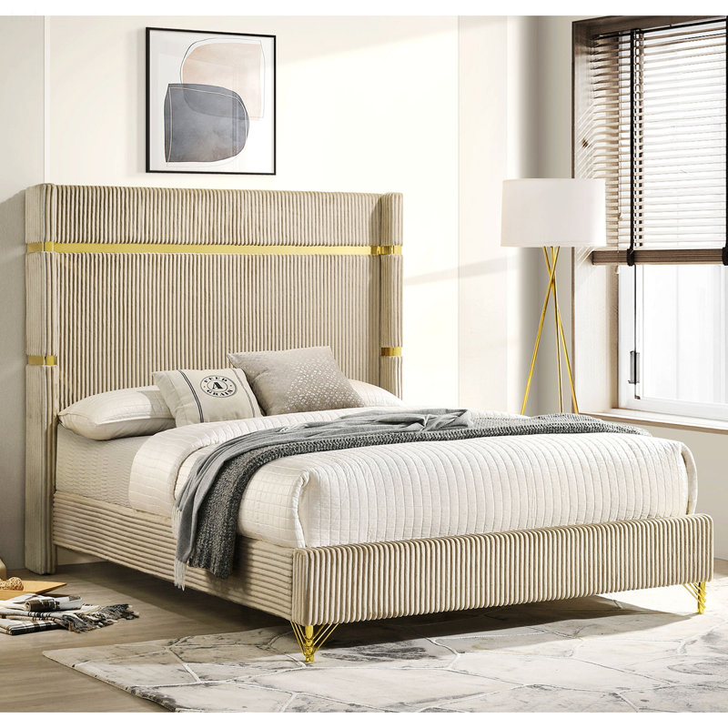 Upholstered Wingback Bed