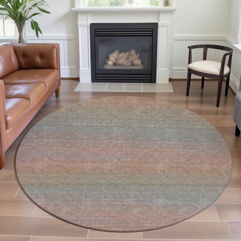 Premium Machine Washable Barry AMF1291 Stripes Rug, Round 8'