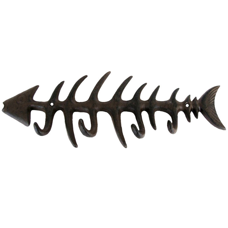 Metal Fishbone Wall Key or Hat Rack Cabin Decor Fishing Gift Metal Fishbone Wall Key or Hat Rack Cabin Decor Fishing Gift