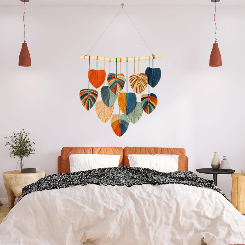 Décoration murale bohème - Grande tenture murale en macramé, décoration murale bohème pour chambre, tapisserie murale pour chambre, dimensions 79 x 99 cm