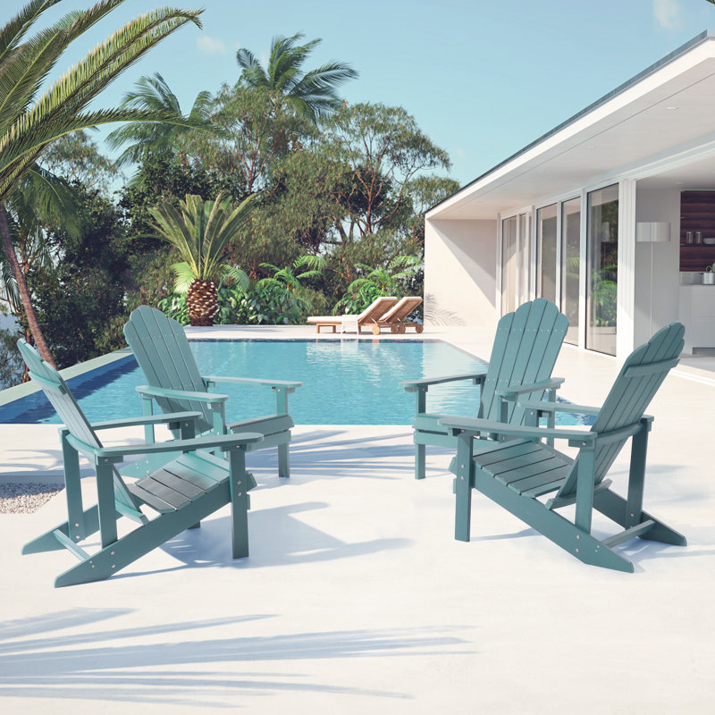 Chaise Adirondack de HiPS résistante aux intempéries, Bleu lac