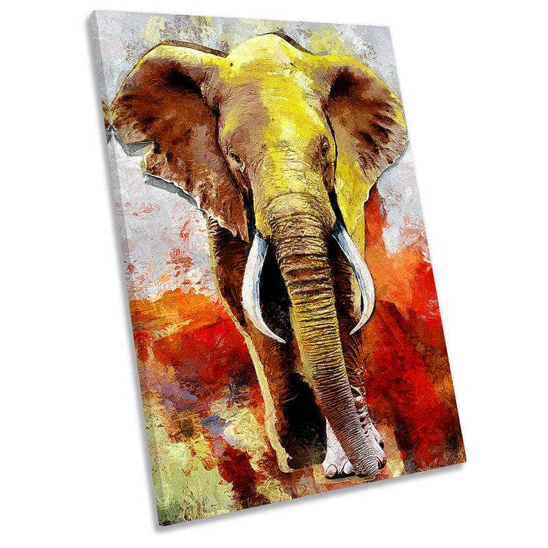 Elephant Moden Grunge - Wrapped Canvas Painting, 121.9cm H x 81.3cm W x 4cm D