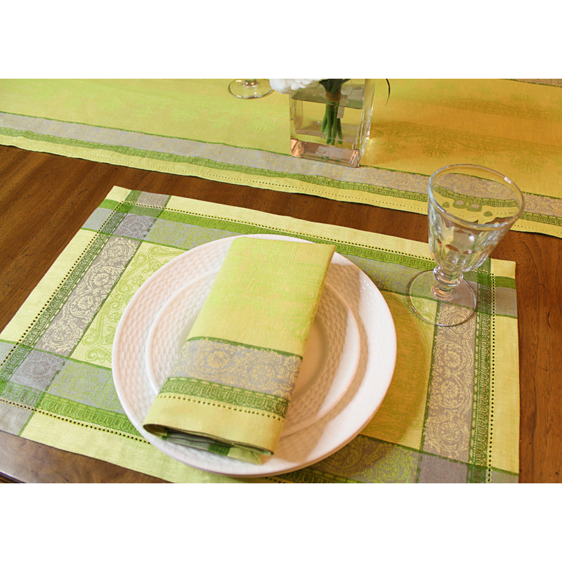 Napperon French Home 6 pièces Cleopatra, Chartreuse / vert / gris