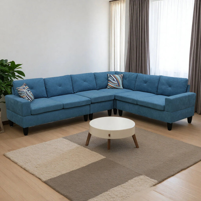 Canapé modulaire 4 pièces Modern L, Bleu lac