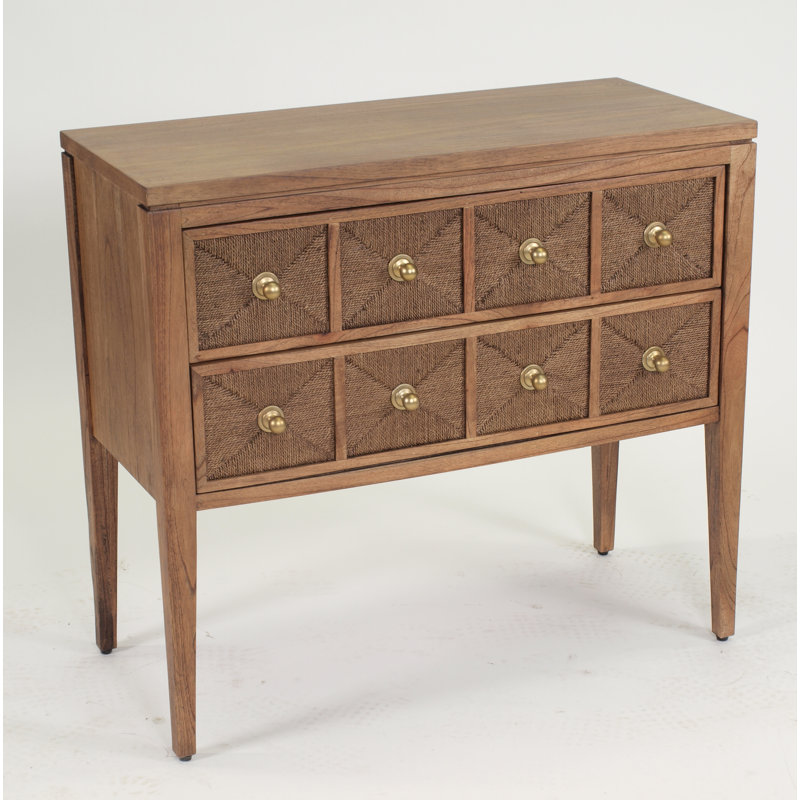 Commode d'appoint deux tiroirs Misha, Tonneau vieilli