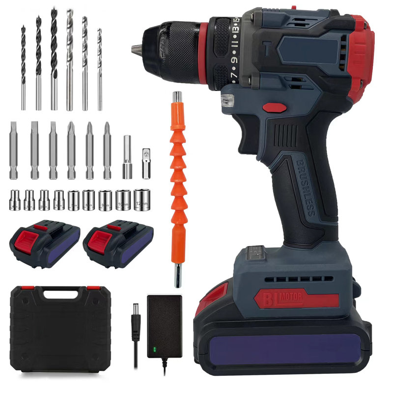 Ronix 2024 New Style Lithium Electric Drill for Home Use Brushless Keyless Impact Drill