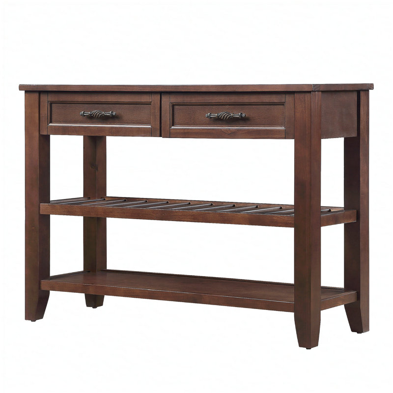 Kinzee Mid-Century Console Table with 2 Drawers & Shelves - 42" Solid Wood & MDF Buffet Sideboard for Living Room, Entryway, or Dining Room