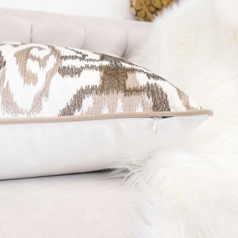  Square Cotton Pillow Cover & Insert, Ivory