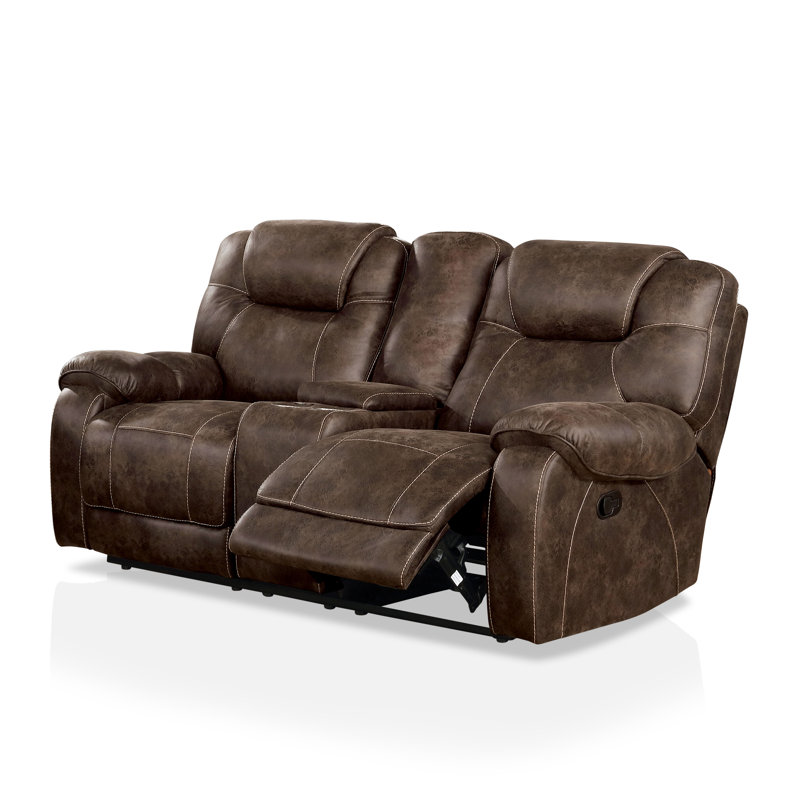 Causeuse inclinable en similicuir avec accoudoirs coussinés 75,625 po Nickiyah