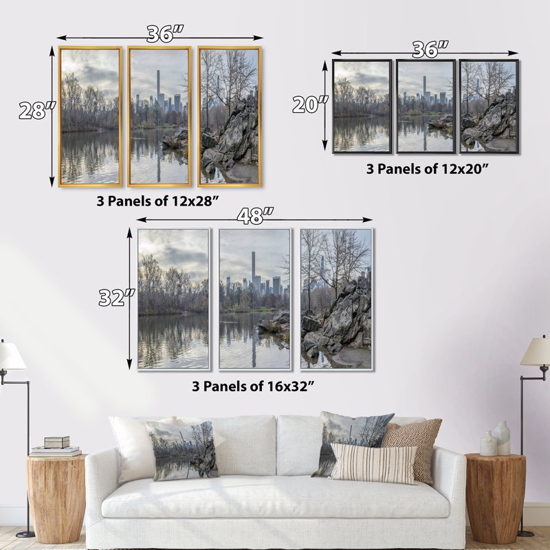 - Photographie de cadre flottant 3 pièces sur toile, H 28 po x l 36 po x P 1 po, Cadre noir