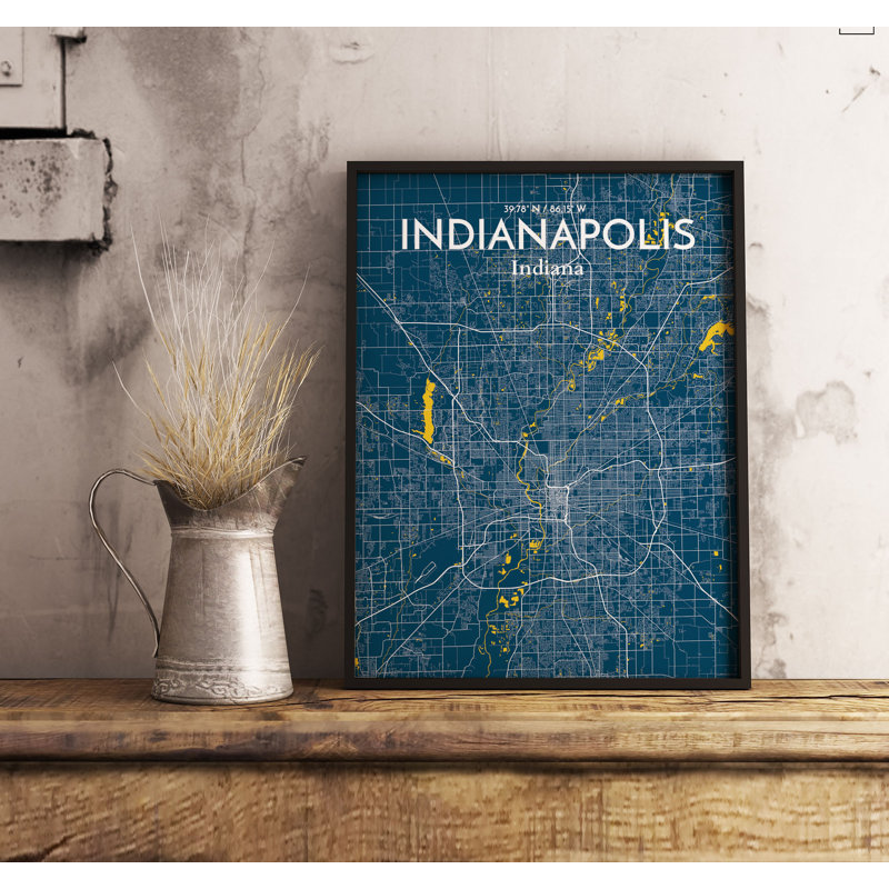 Indianapolis City Map - No Frame Print, 50.8cm H x 40.6cm W x 0.13cm D