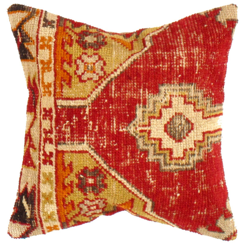 Oushak Turkish Embroidered Wool Blend Throw Pillow