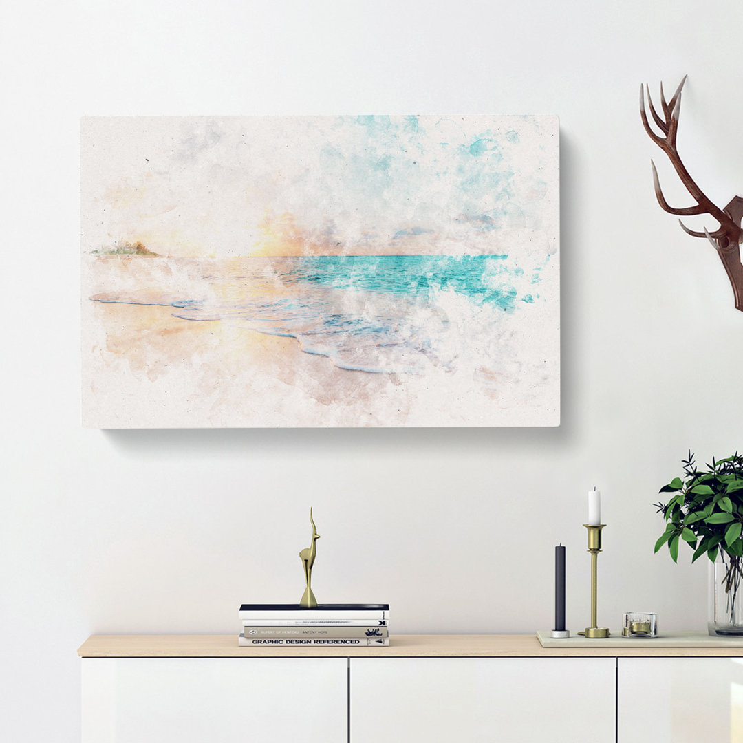 North Shore Beach Hawaii Watercolour - Wrapped Canvas