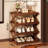 Foldable Under-Desk Shoe Rack - Chinese Retro Style Multi-Layer Space-Saving Storage Shelf, Easy Pull-Out Design