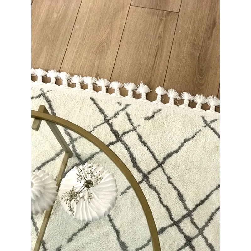 Vinko Cotton Geometric Indoor / Outdoor Rug, Square 3'7"