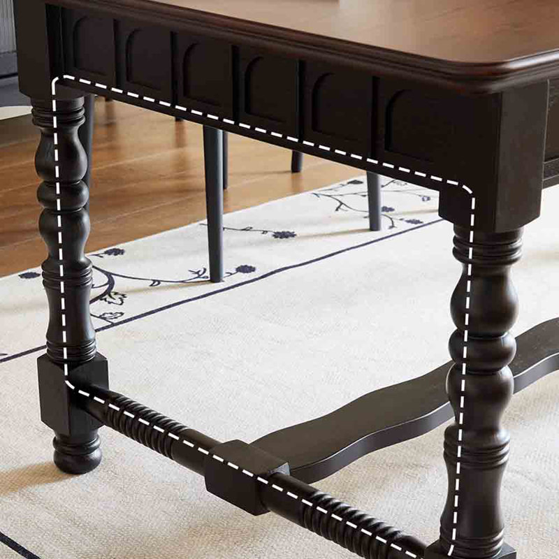 Table de salle à manger en chêne massif rétro français, H 29,53 po x L 35,43 po x l 86,61 po