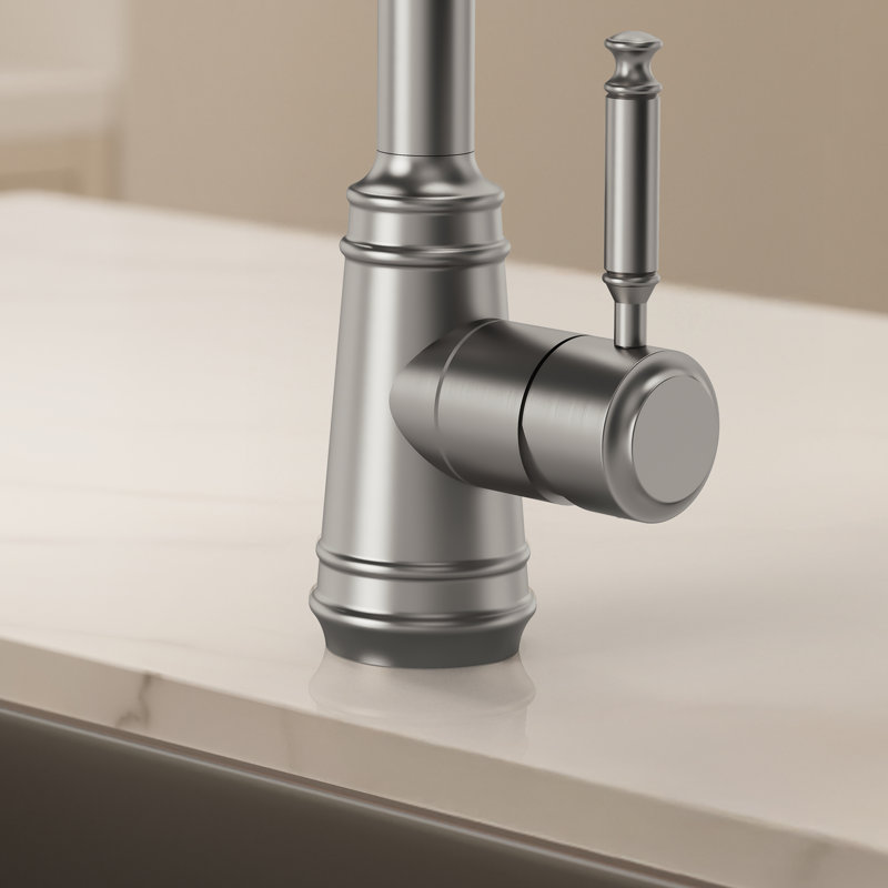 Pull-Down Single Handle Kitchen Faucet with Dual Function, Stainless Steel