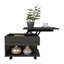 Table basse à plateau relevable moderne sur roulettes verrouillables avec rangement dissimulé et tablette ouverte au fini brun