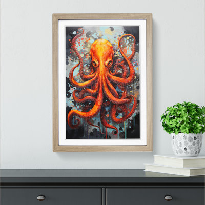 Octopus Modern - Single Picture Frame Print on Wood