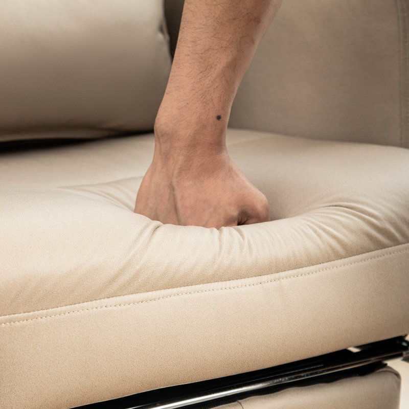 Chaise de bureau moderne avec support lombaire et repose-pieds caché de couleur grise ergonomique, Beige
