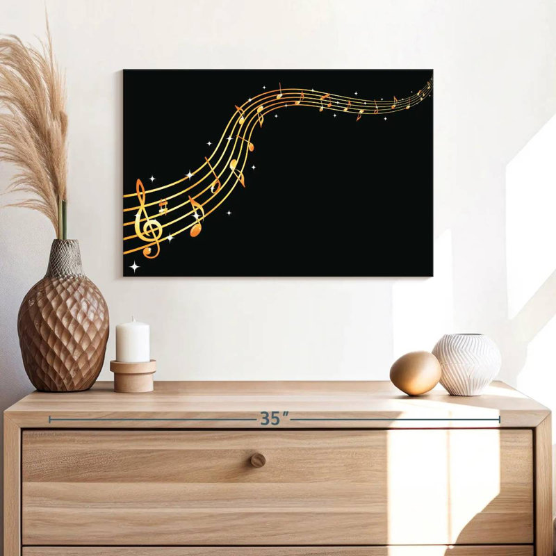 Abarca Flowing Golden Music Notes, 16" H x 24" W