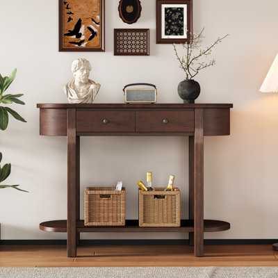 Élégante console rétro avec un design incurvé et une finition émaillée pour l'entrée, le couloir ou le salon