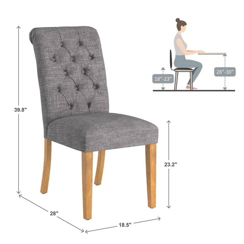 Chaise d'appoint rembourrée capitonnée H 20 po Sienna, Lin gris