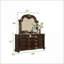 Ensemble de chambre à coucher très grand lit 5 pièces en bois d'acacia massif brun noyer foncé avec tête de lit capitonnée en marbre | Bois | Lits standard