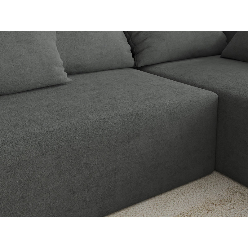 Canapé modulaire 2 pièces rembourré, Grey Chenille, Orienté à droite