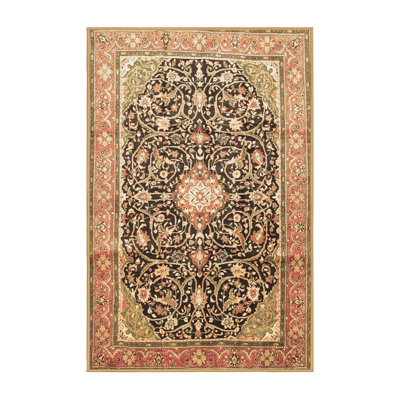 Tapis oriental brun / noir / beige en laine et polyester tissé à la machine 2 pi x 3 pi Montenigro