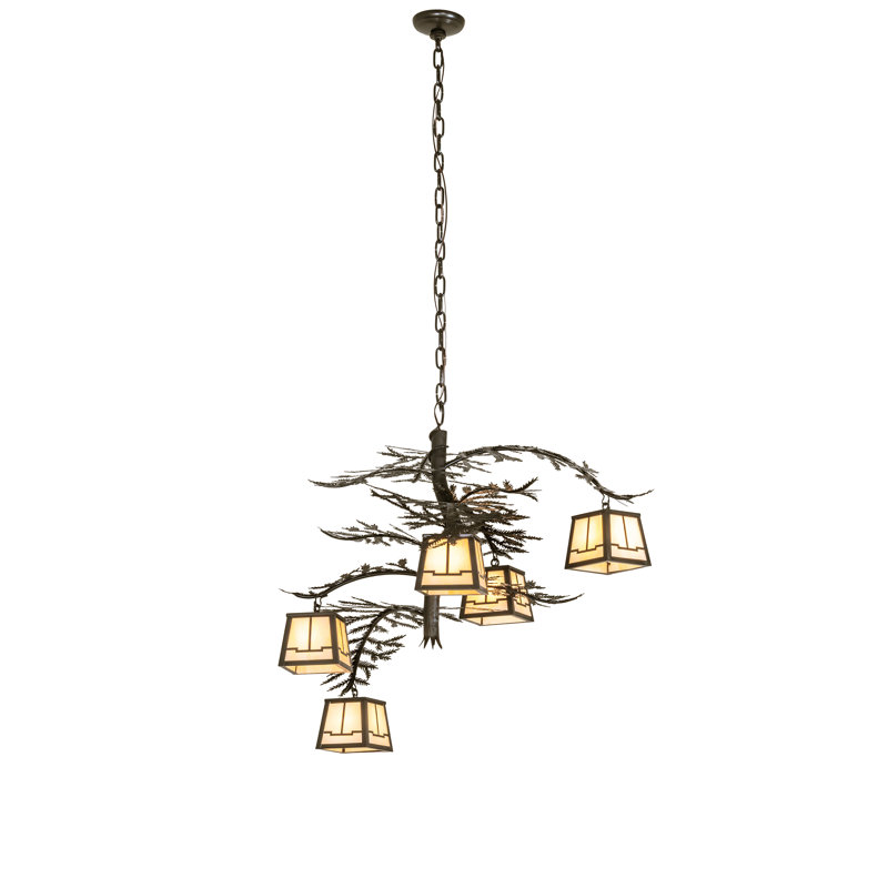 36" Wide Pine Branch Valley View 5 Light Chandelier