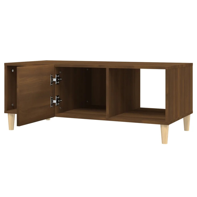 Four Leg Coffee Table with Storage, Brown Oak/Brown