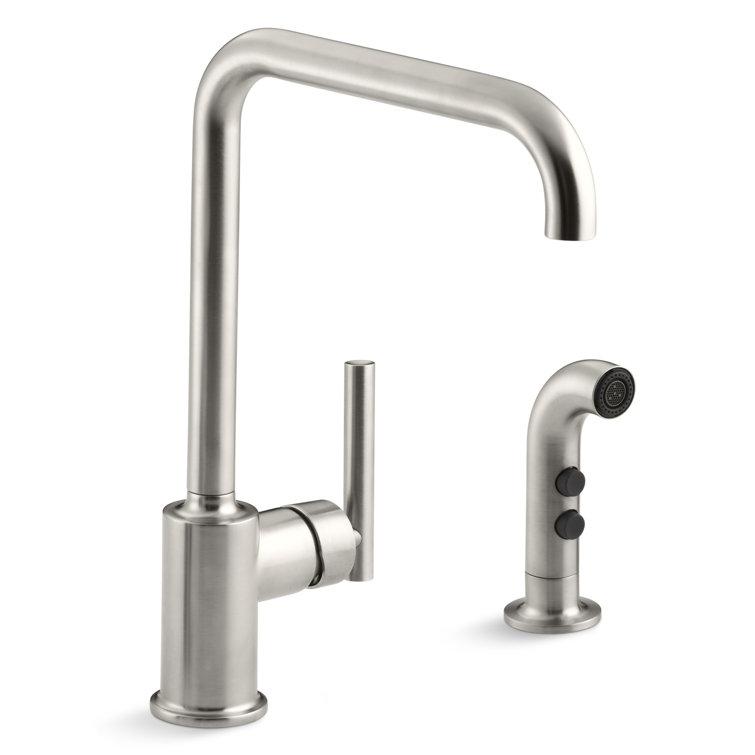 Purist® Two-Hole Kitchen Sink Faucet with 8" Spout and Matching Finish Sidespray