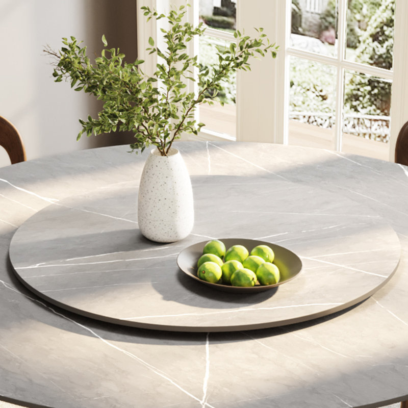 Matte Sintered Stone Lazy Susan (Table Not Included), 0.5" H x 31.49" L x 31.49" H, Light Gray