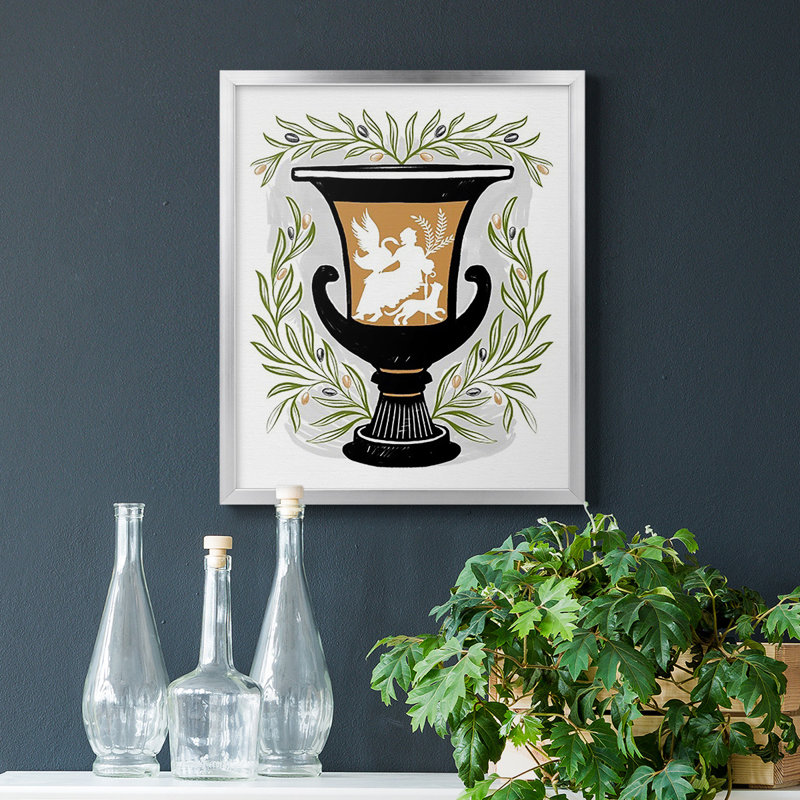 Vases grecs I - Toile encadrée de qualité supérieure - prête à être accrochée, Argent, H 24 po x l 20 po