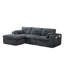 Canapé modulaire en chenille gris avec repose-pieds