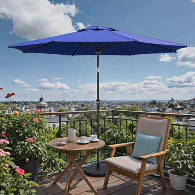 120" Market Patio Umbrella, 8 Fiberglass Ribs & UPF of 90, Navy